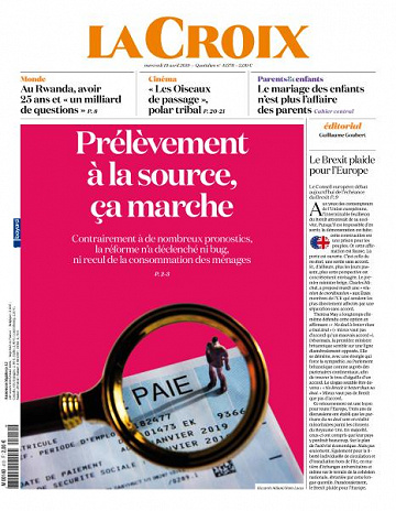 La Croix du Mercredi 10 Avril 2019
