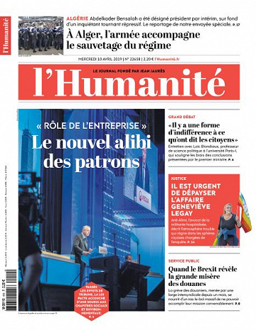 L’Humanite du Mercredi 10 Avril 2019