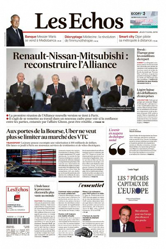 Les Echos du Jeudi 11 Avril 2019