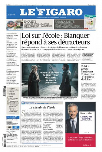Le Figaro du Lundi 15 Avril 2019