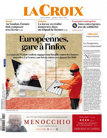 La Croix du Lundi 15 Avril 2019