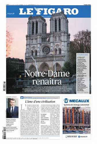 Le Figaro du Mercredi 17 Avril 2019