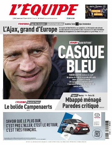 L’equipe du Mercredi 17 Avril 2019