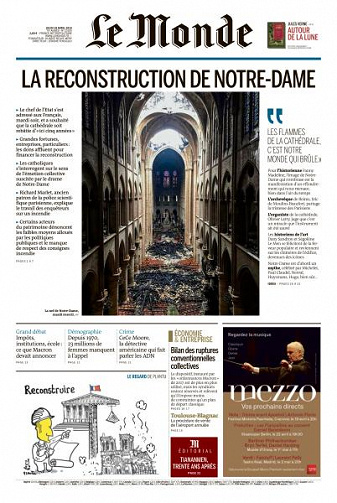 Le Monde du Jeudi 18 Avril 2019