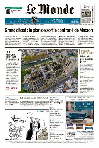 Le Monde du Vendredi 19 Avril 2019