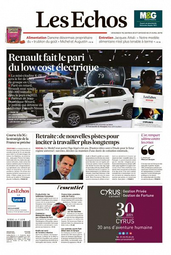 Les Echos du Vendredi 19 et Samedi 20 Avril 2019