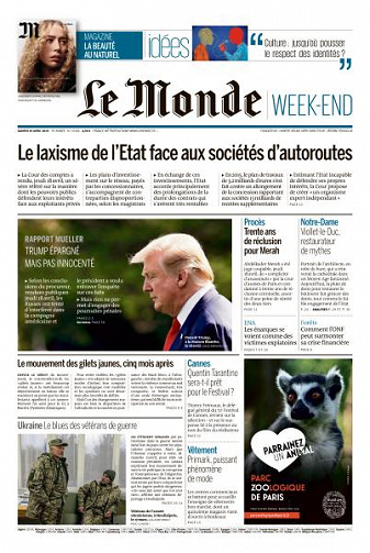 Le Monde du Samedi 20 Avril 2019