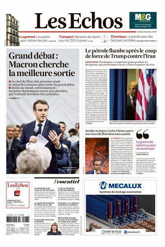 Les Echos du Mardi 23 Avril 2019