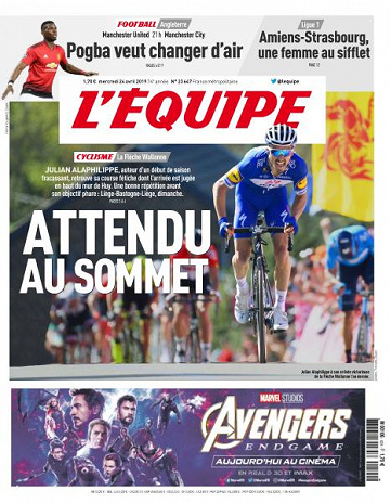 L’equipe du Mercredi 24 Avril 2019
