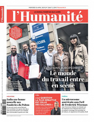 L’Humanite du Mercredi 24 Avril 2019