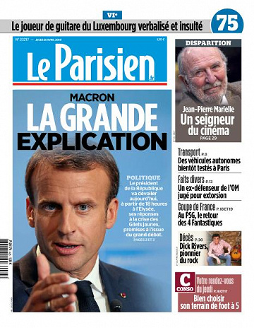 Le Parisien du Jeudi 25 Avril 2019
