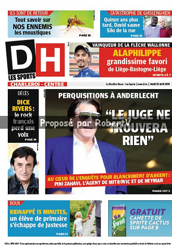 La Dernière Heure (3 éditions) - Jeudi 25 Avril 2019