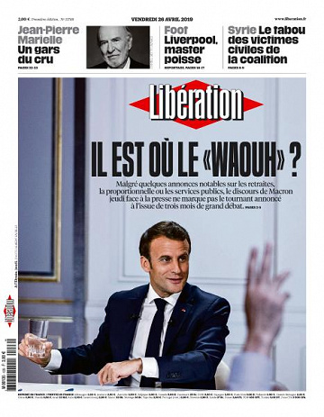 Libération du Vendredi 26 Avril 2019