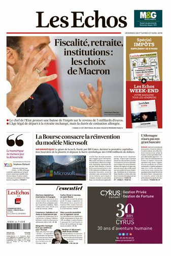 Les Echos du Vendredi 26 et Samedi 27 Avril 2019