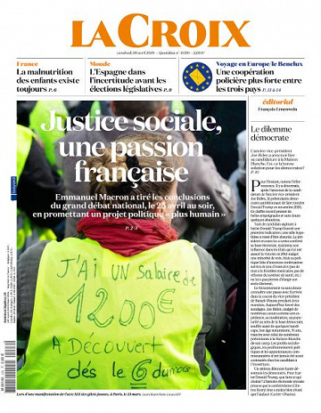 La Croix du Vendredi 26 Avril 2019