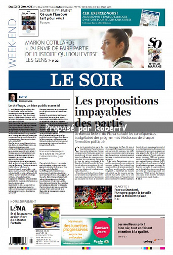 Le Soir - Samedi 27 et Dimanche 28 Avril 2019