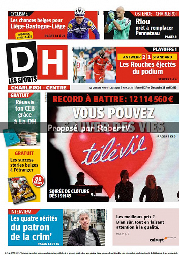La Dernière Heure (3 éditions) - Samedi 27 Avril 2019