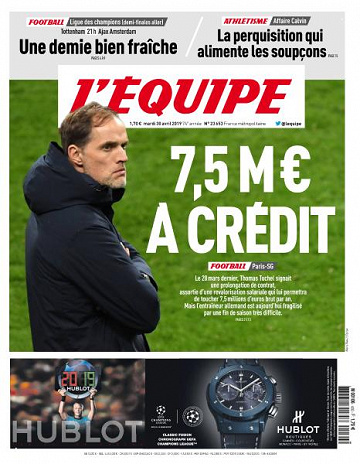 L’equipe du Mardi 30 Avril 2019
