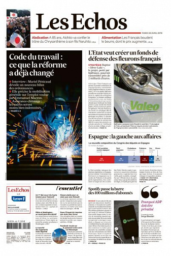 Les Echos du Mardi 30 Avril 2019