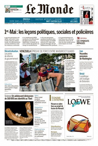Le Monde du Vendredi 3 Mai 2019