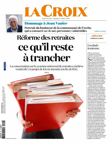 La Croix du Jeudi 9 Mai 2019