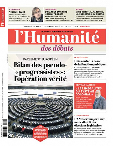 L’Humanite du Vendredi 10 et Dimanche 12 Mai 2019