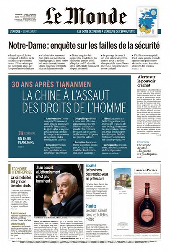 Le Monde du Dimanche 2 et Lundi 3 Juin 2019