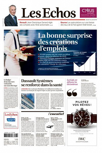 Les Echos du Jeudi 13 Juin 2019