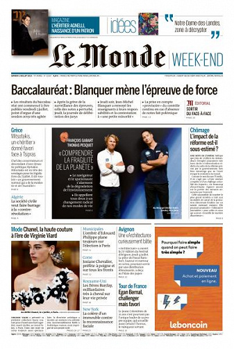 Le Monde du Samedi 6 Juillet 2019