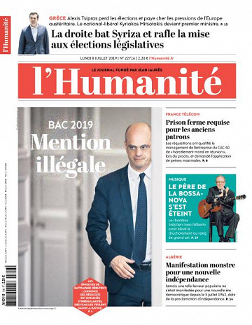 L’Humanite du Lundi 8 Juillet 2019