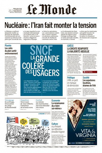 Le Monde du Mardi 9 Juillet 2019