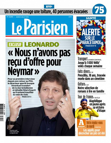 Le Parisien du Mardi 9 Juillet 2019