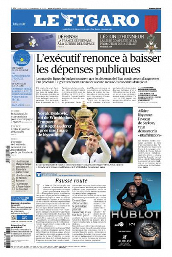 Le Figaro du Lundi 15 Juillet 2019