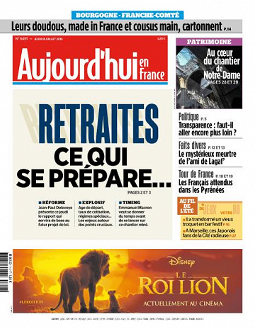 Aujourd’hui en France du Jeudi 18 Juillet 2019