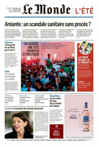 Le Monde du Dimanche 21 et Lundi 22 Juillet 2019