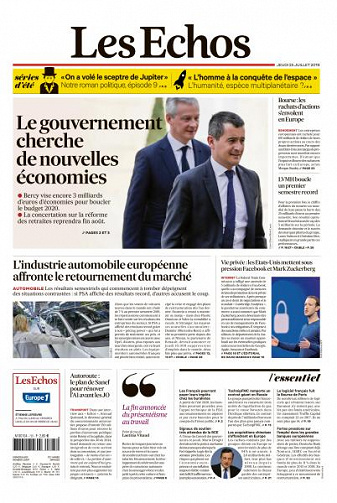 Les Echos du Jeudi 25 Juillet 2019