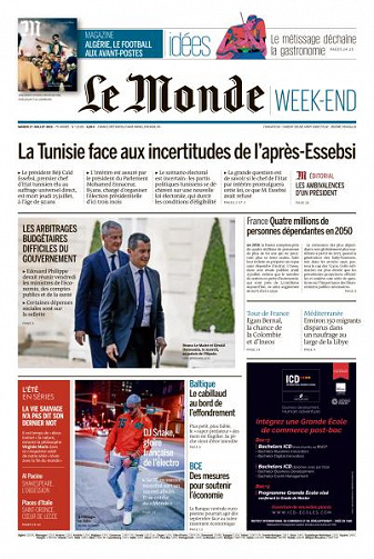 Le Monde du Samedi 27 Juillet 2019