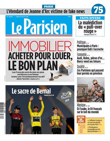 Le Parisien du Lundi 29 Juillet 2019