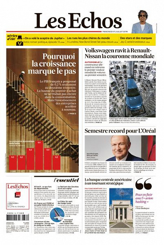 Les Echos du Mercredi 31 Juillet 2019