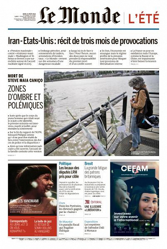 Le Monde du Jeudi 1er Août 2019