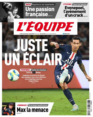 L’equipe du Dimanche 4 Août 2019