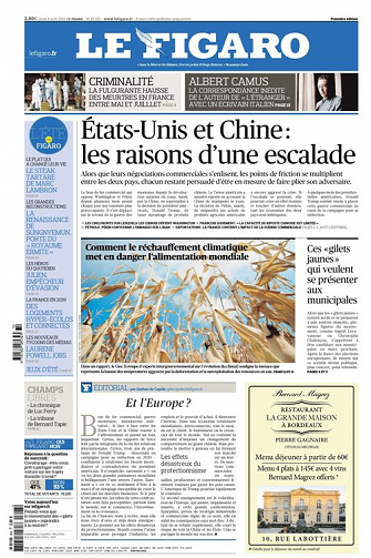 Le Figaro du Jeudi 8 Août 2019