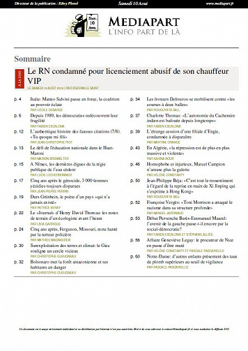 Mediapart - Samedi 10 Août 2019