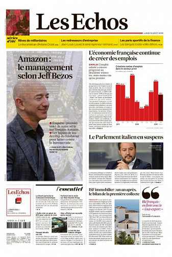 Les Echos du Lundi 12 Août 2019