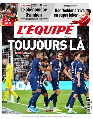 L’equipe du Lundi 12 Août 2019