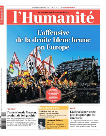 L’Humanite du Mercredi 14 Août 2019