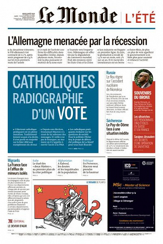 Le Monde du Jeudi 15 Août 2019