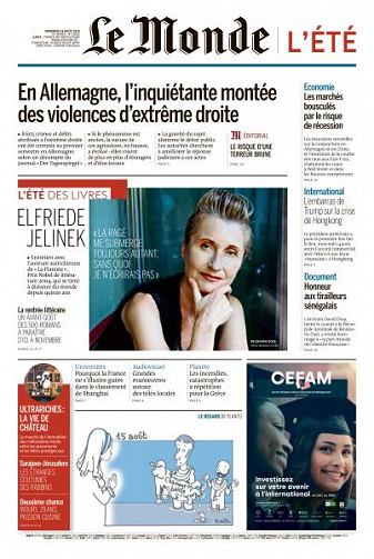 Le Monde du Vendredi 16 Août 2019