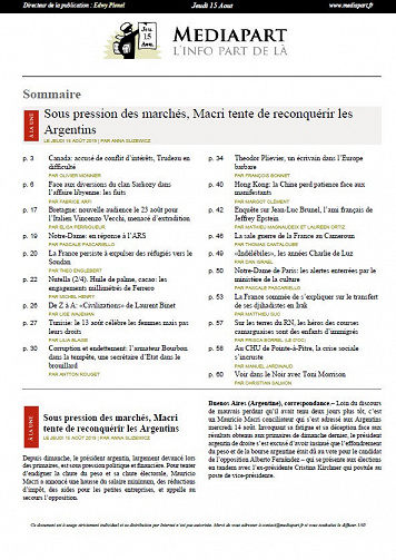 Mediapart - Jeudi 15 Août 2019