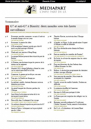Mediapart - Dimanche 18 Août 2019